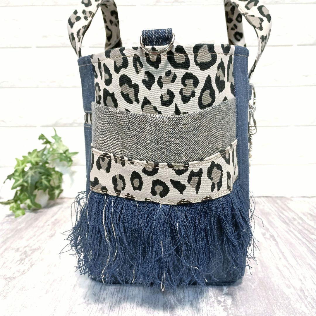 リメイクデニム★サイドフリンジトートバッグM