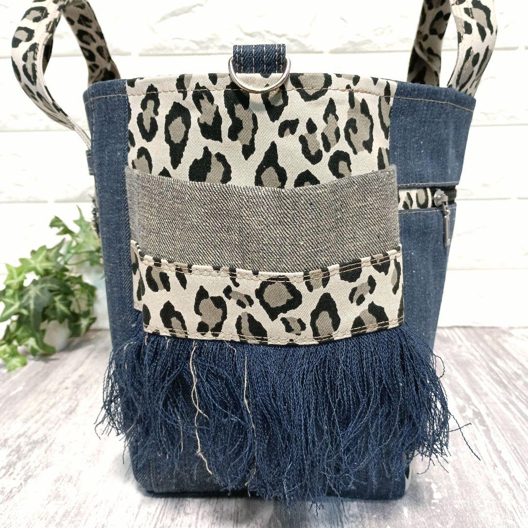 リメイクデニム★サイドフリンジトートバッグM