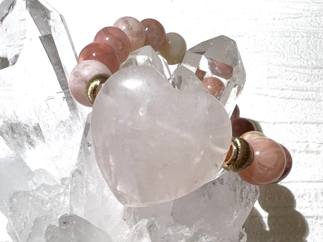 アラシャンピンク・ローズクォーツハートブレスレット