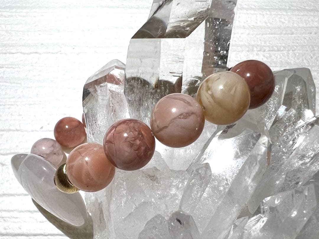 アラシャンピンク・ローズクォーツハートブレスレット