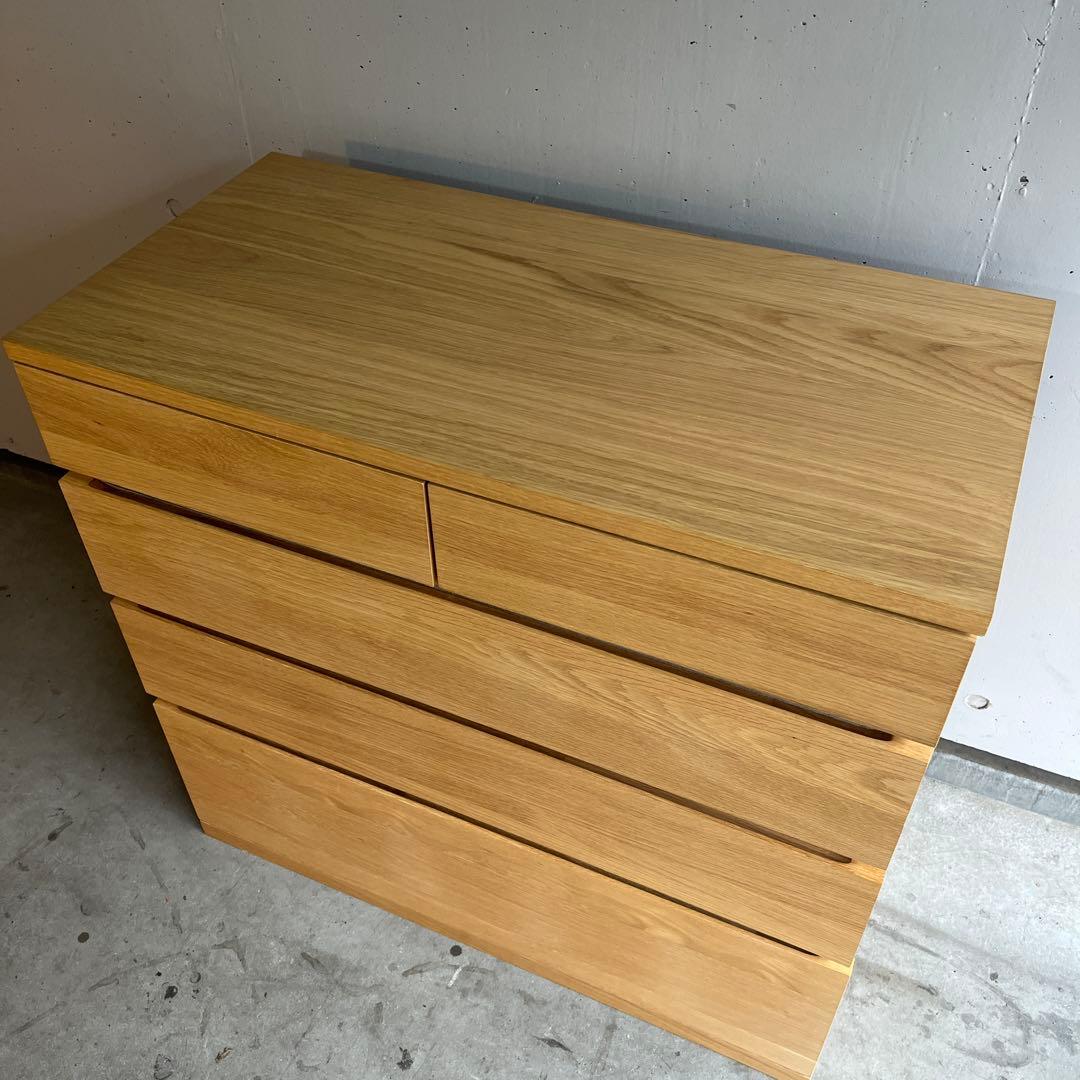 栗おこわ★無印 木製チェスト４段　オーク材