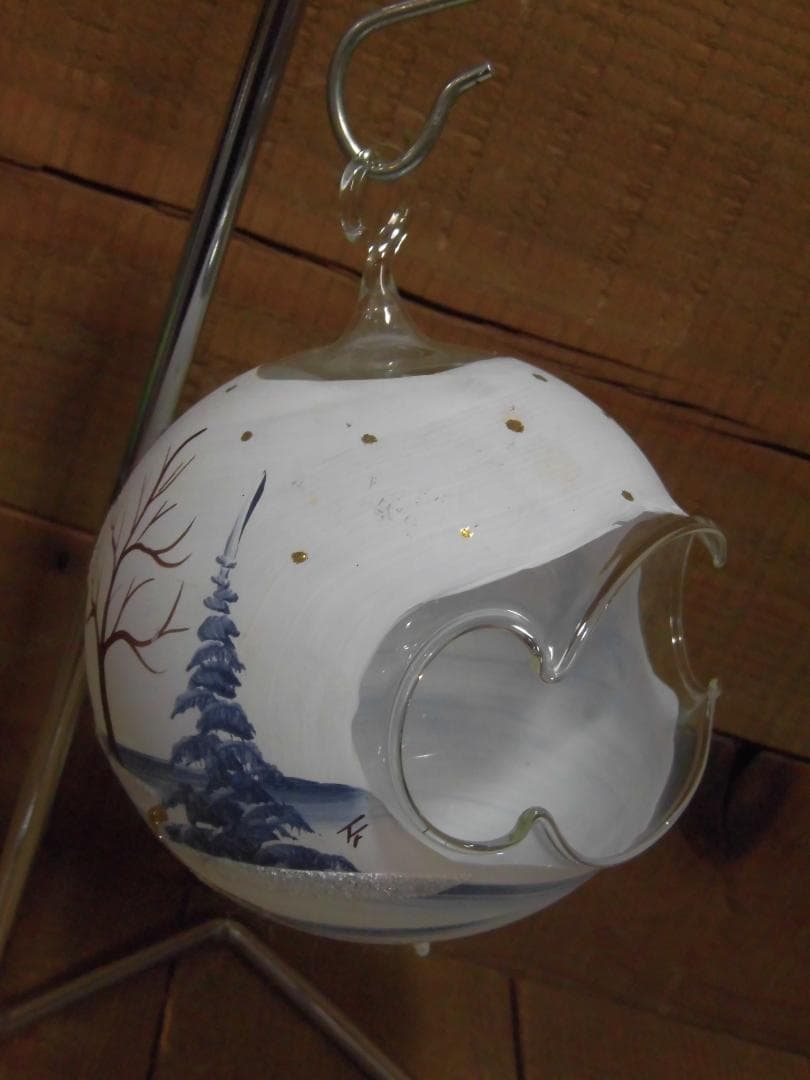 絵付きハンギングガラスボール／キャンドル／プランツポット　５点組　G13209