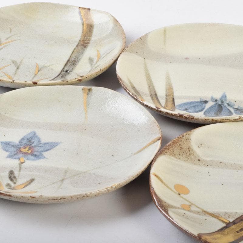 和食器　茶懐石　幸兵衛窯　加藤幸兵衛作　絵変　銘々皿　五客　共箱　V　9036