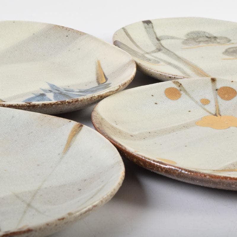 和食器　茶懐石　幸兵衛窯　加藤幸兵衛作　絵変　銘々皿　五客　共箱　V　9036