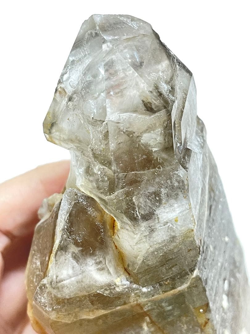 ブラジル産　エレスチャルクォーツ　スモーキー　ブラックトルマリンと方解共生