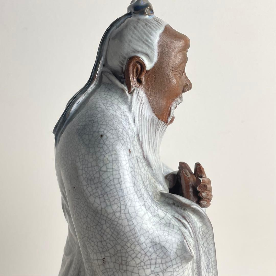 中国 古玩 石湾 石湾窯 在銘 細密 細工 人物 置物