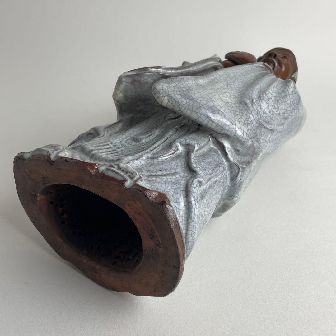 中国 古玩 石湾 石湾窯 在銘 細密 細工 人物 置物