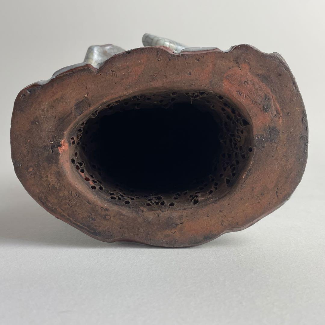 中国 古玩 石湾 石湾窯 在銘 細密 細工 人物 置物