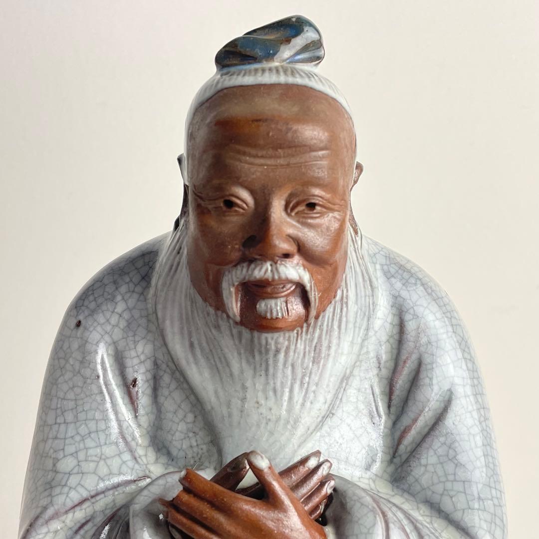 中国 古玩 石湾 石湾窯 在銘 細密 細工 人物 置物