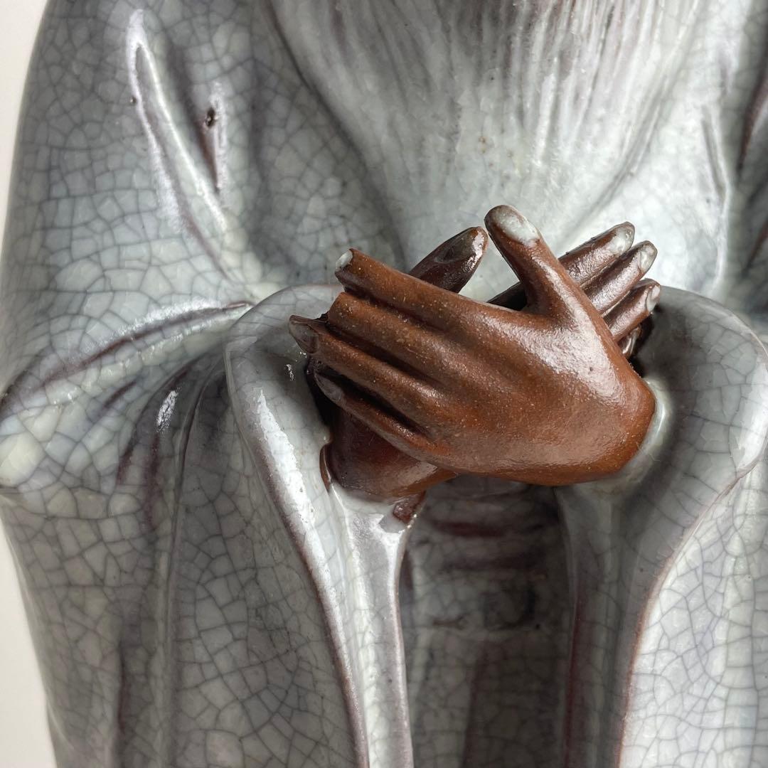 中国 古玩 石湾 石湾窯 在銘 細密 細工 人物 置物