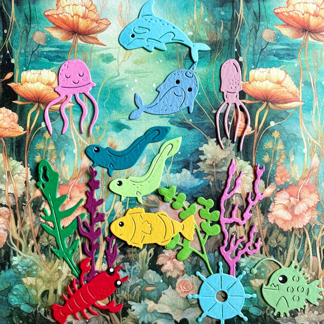 【水中の生き物20円シリーズ】サンプルページ（ペーパークラフト クラフトパンチ）