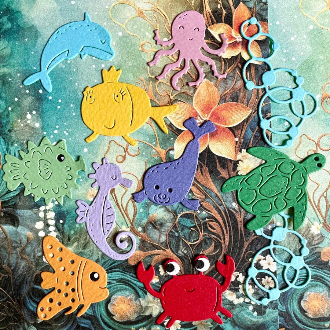 【水中の生き物20円シリーズ】サンプルページ（ペーパークラフト クラフトパンチ）