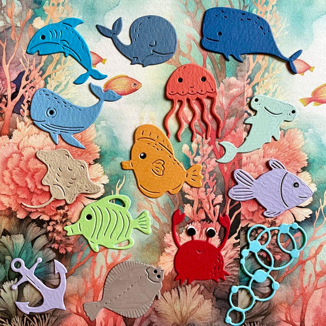 【水中の生き物20円シリーズ】サンプルページ（ペーパークラフト クラフトパンチ）