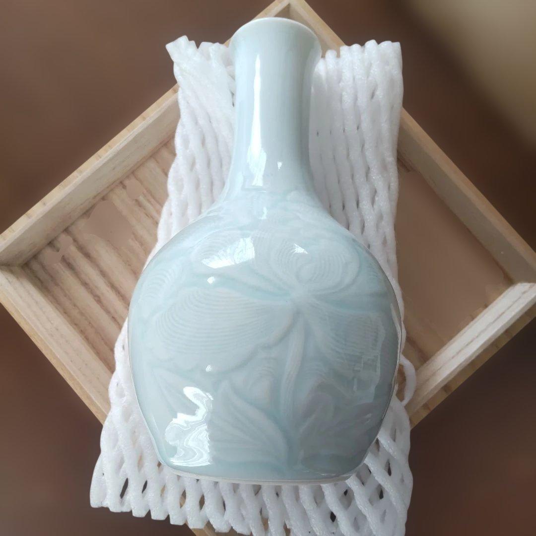 塚本快示 快山窯 青白磁 酒器 徳利 盃 共箱 酒器セット