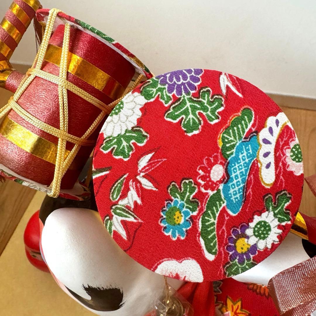 美品‼︎ ガラスケース入り　コマ犬とだるま張子　郷土玩具　　民藝