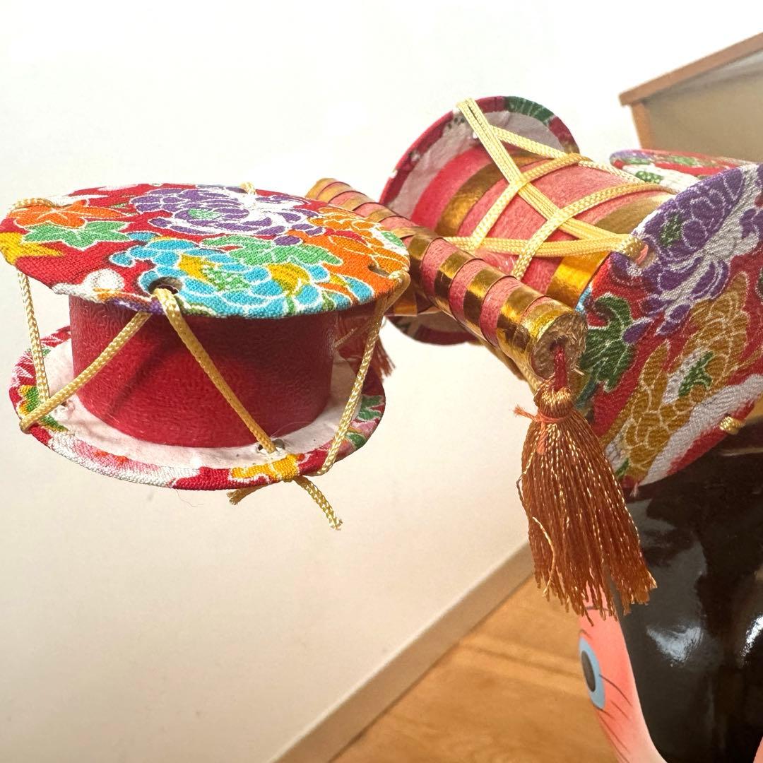 美品‼︎ ガラスケース入り　コマ犬とだるま張子　郷土玩具　　民藝