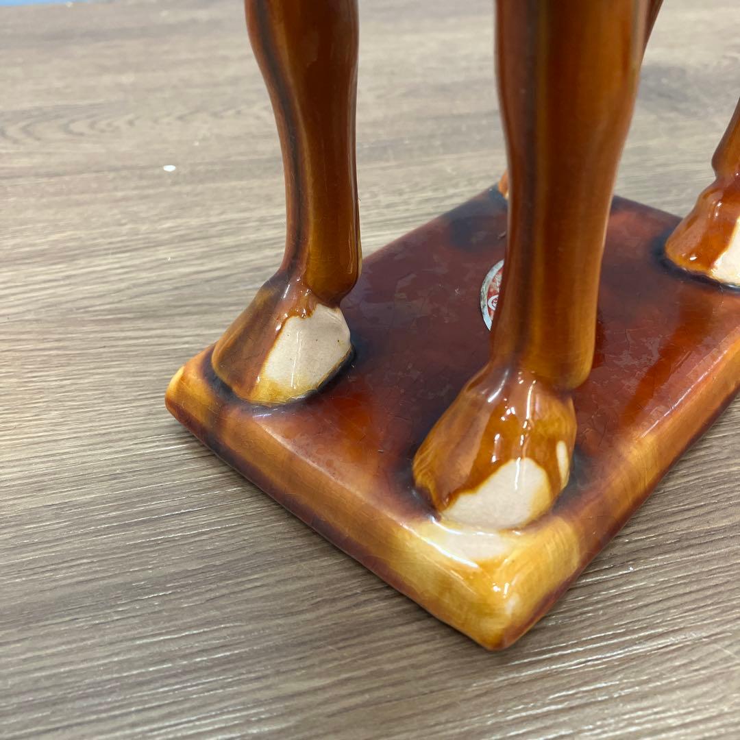 4F 美品 中国伝統工芸 唐三彩 馬の置物 洛陽市美術陶磁工場製 縁起物