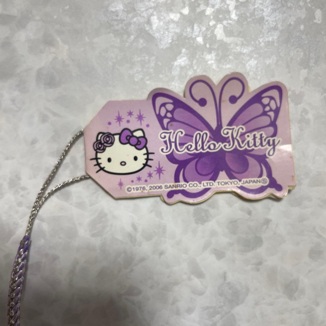 ご当地キティ 根付 ストラップ 花と蝶 パープル 蝶 羽 新品