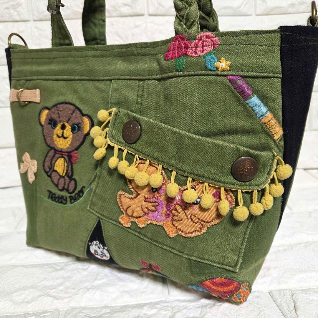 933 デニム＊リメイク＊刺繍＊バッグ＊トートバッグ