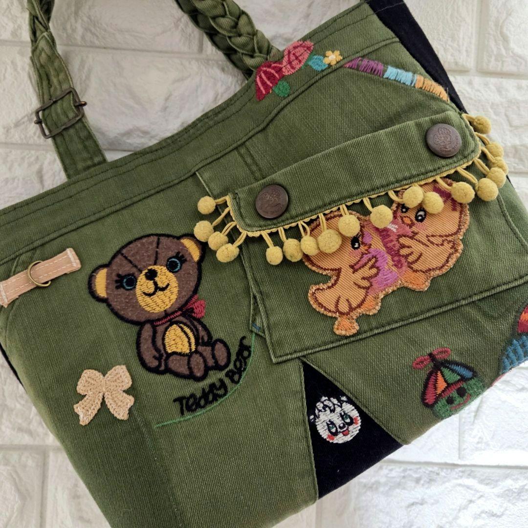 933 デニム＊リメイク＊刺繍＊バッグ＊トートバッグ