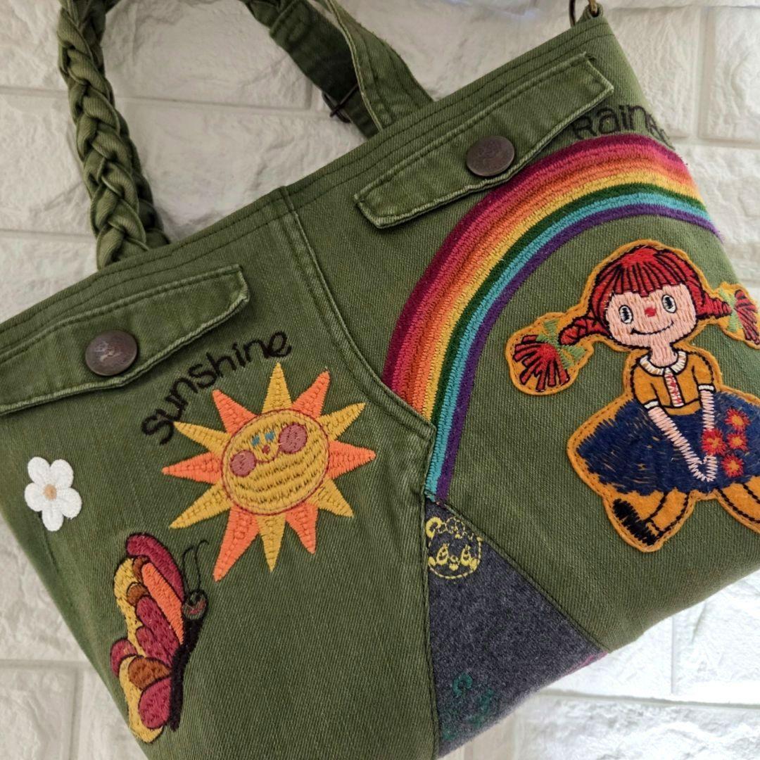 933 デニム＊リメイク＊刺繍＊バッグ＊トートバッグ