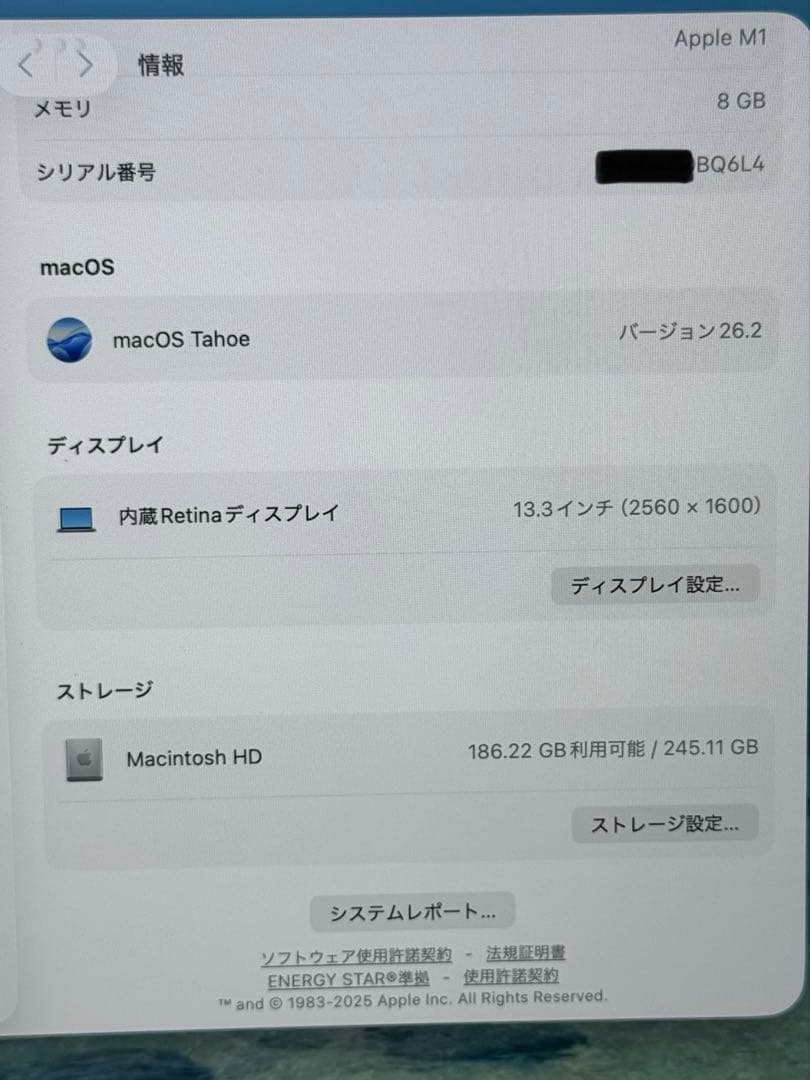 MacBook Air M1 13インチ　8GB 256GB 極美品