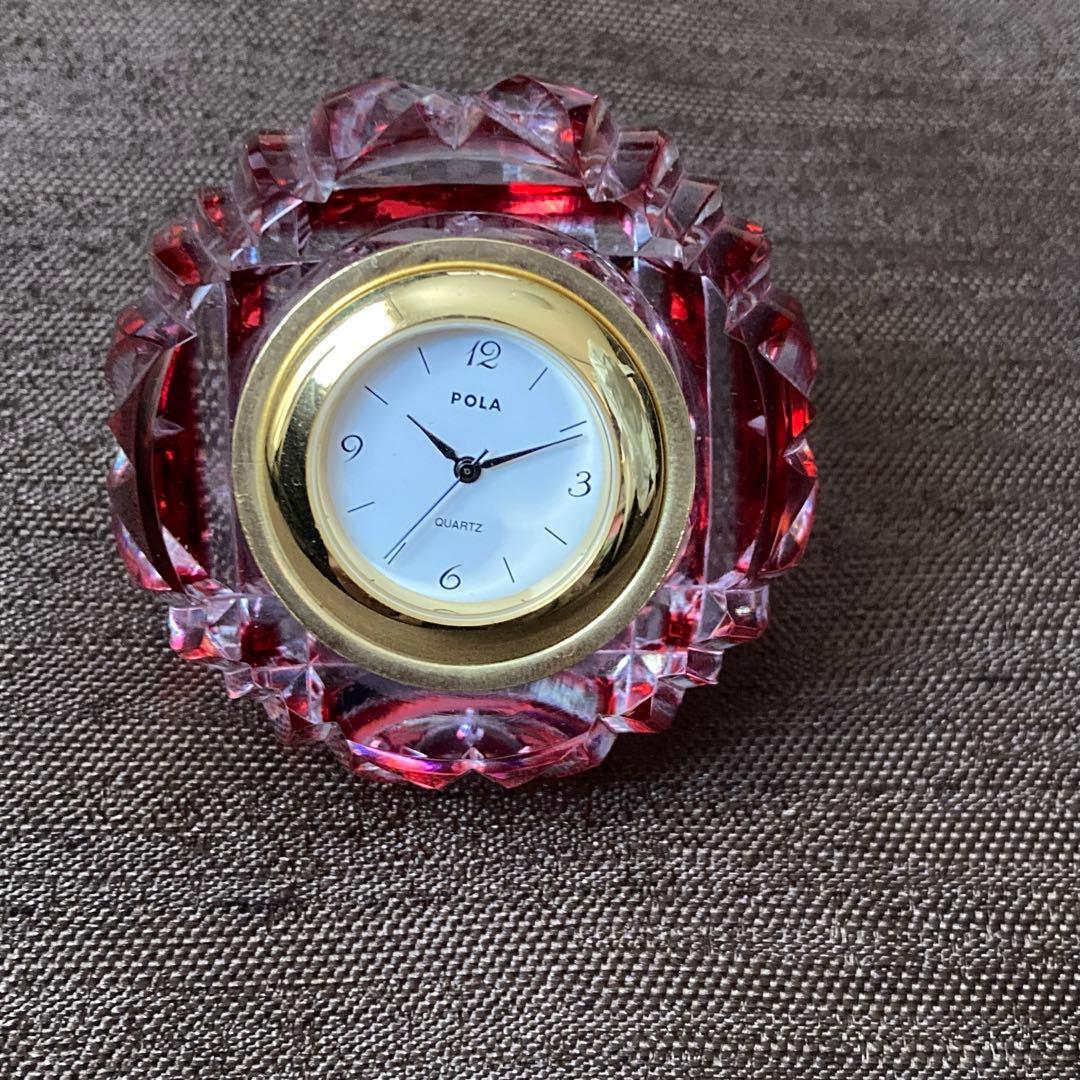 KAGAMI】カガミクリスタル/江戸切子/卓上時計/レッド/赤色