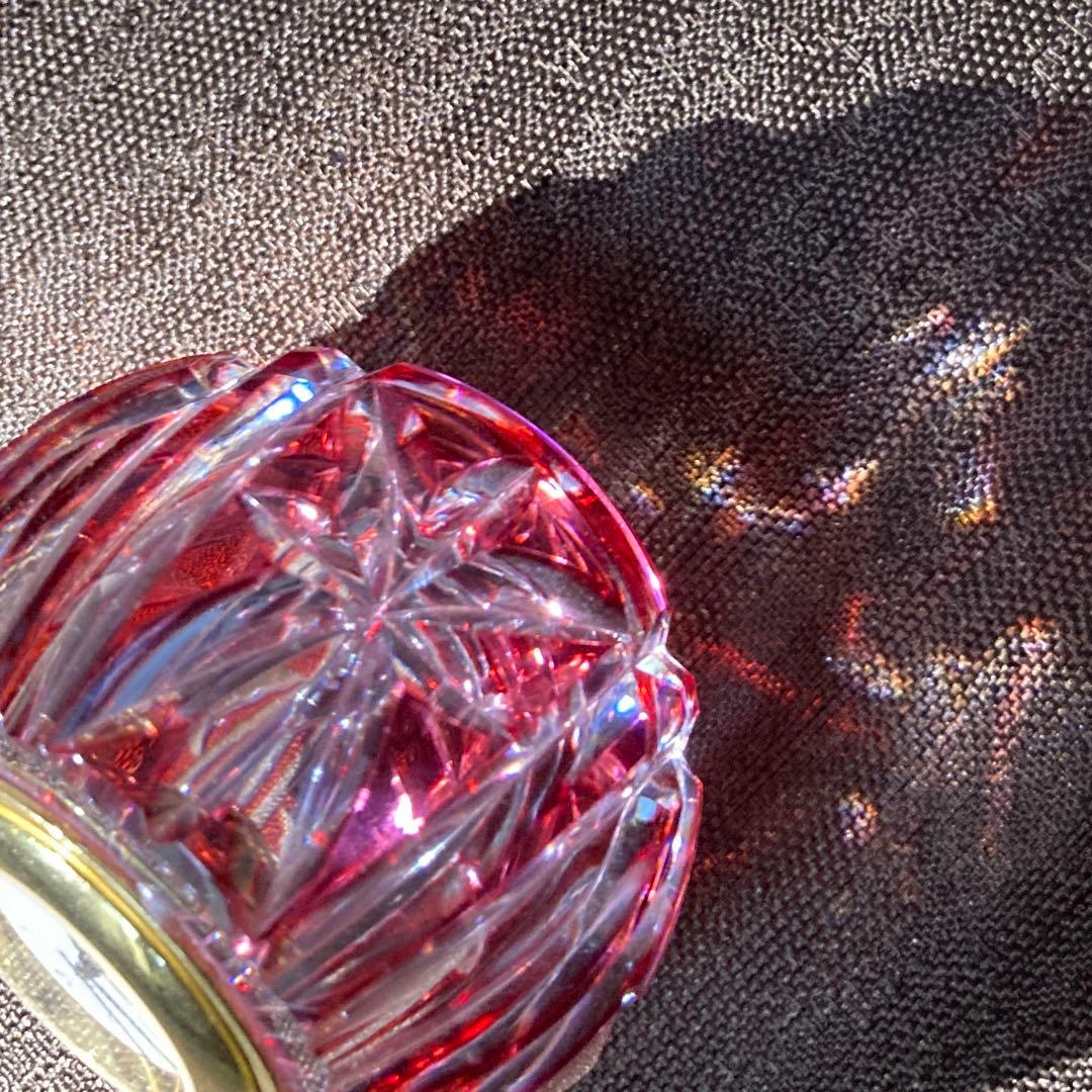 KAGAMI】カガミクリスタル/江戸切子/卓上時計/レッド/赤色