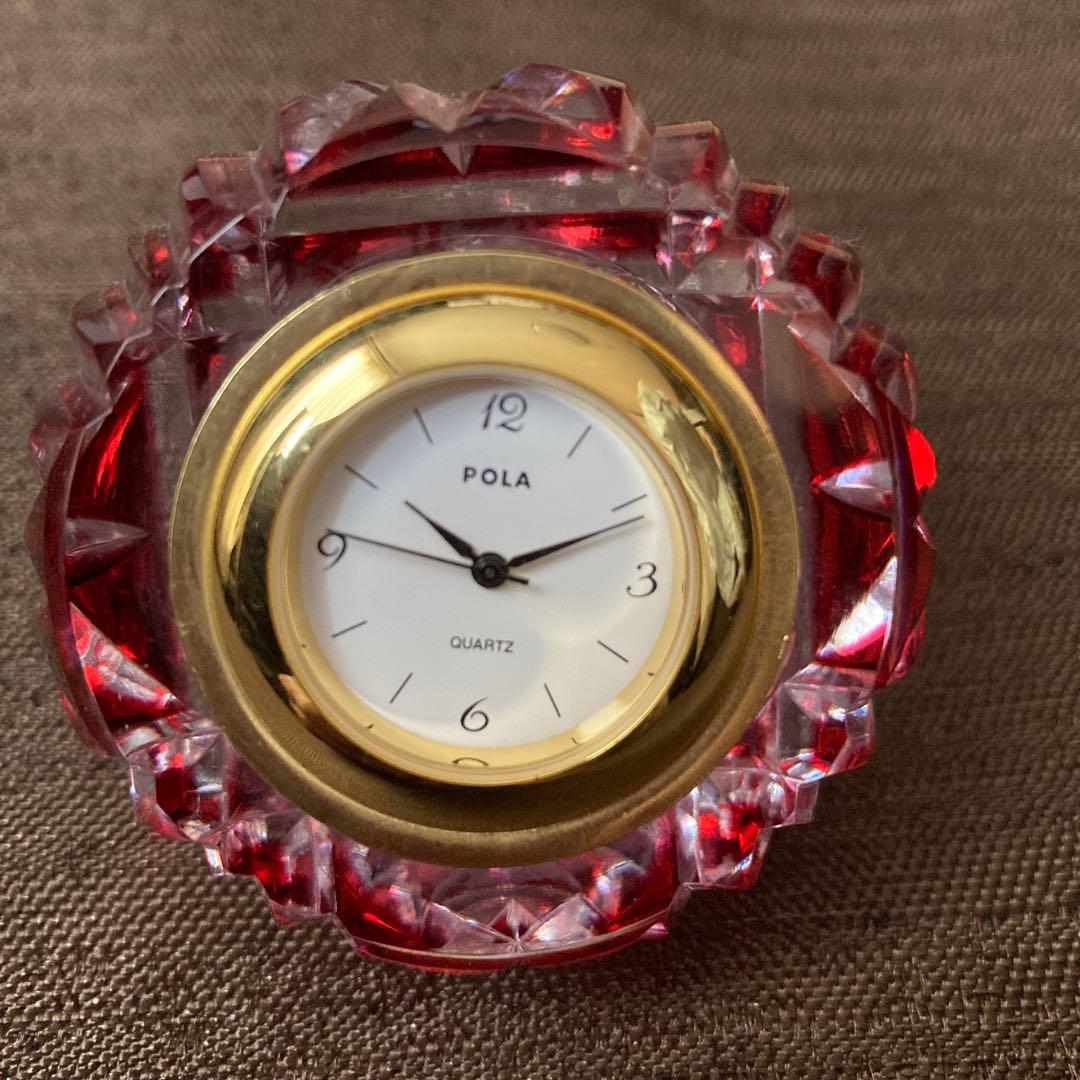 KAGAMI】カガミクリスタル/江戸切子/卓上時計/レッド/赤色