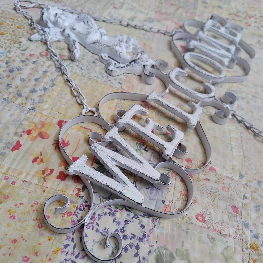 新品　アイアン製　エンジェルWELCOMEガーデンオーナメント雑貨 大型　天使