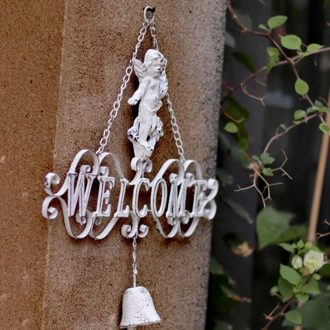 新品　アイアン製　エンジェルWELCOMEガーデンオーナメント雑貨 大型　天使