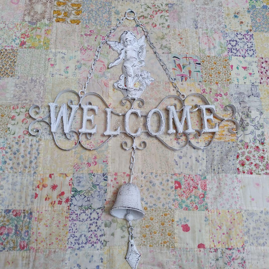 新品　アイアン製　エンジェルWELCOMEガーデンオーナメント雑貨 大型　天使