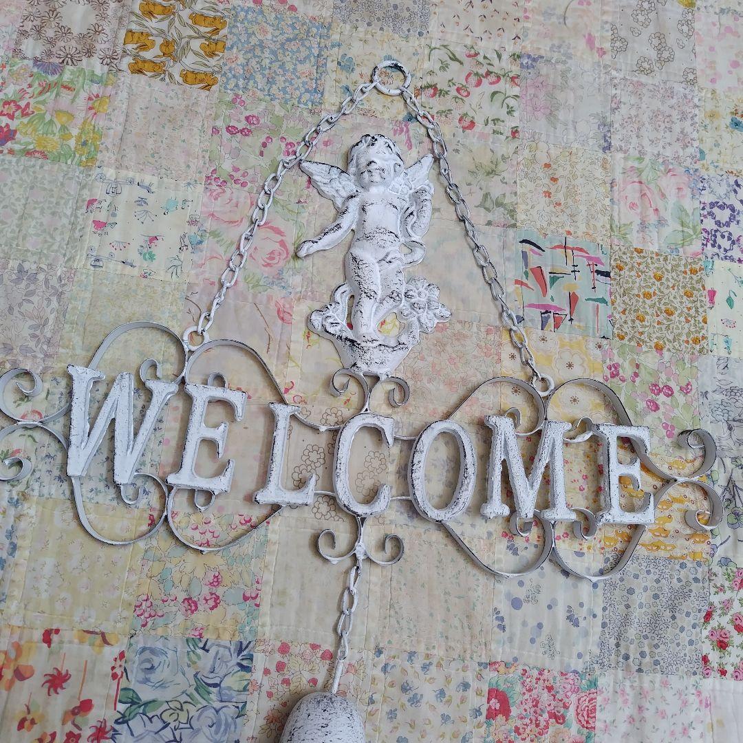 新品　アイアン製　エンジェルWELCOMEガーデンオーナメント雑貨 大型　天使