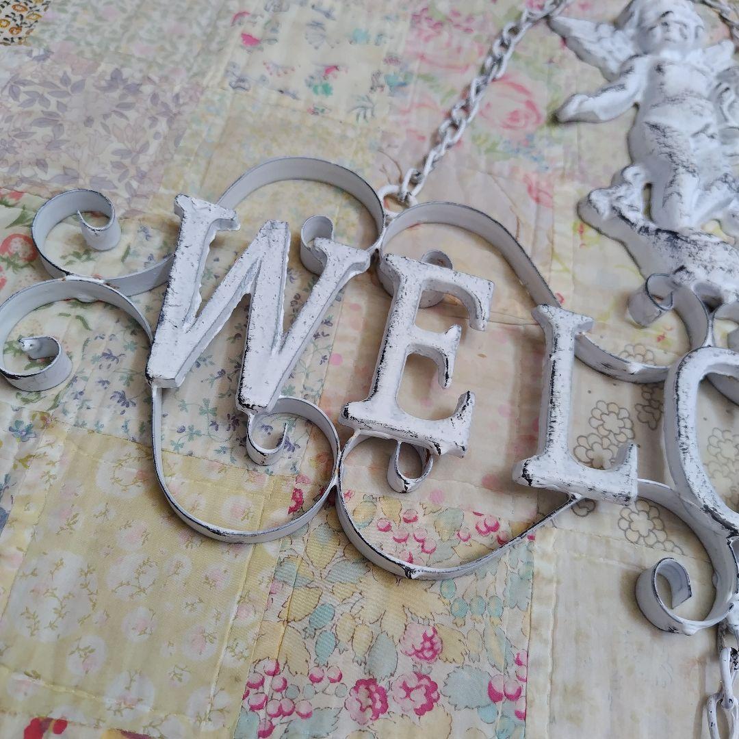 新品　アイアン製　エンジェルWELCOMEガーデンオーナメント雑貨 大型　天使