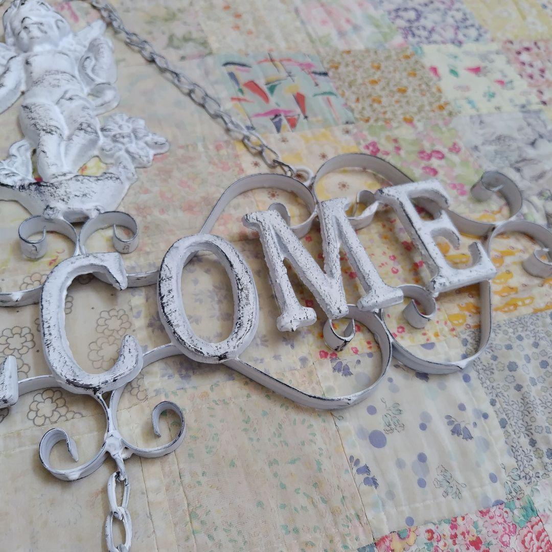 新品　アイアン製　エンジェルWELCOMEガーデンオーナメント雑貨 大型　天使