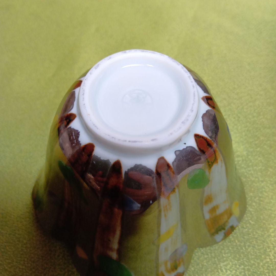 骨董 小鉢 花型 輪花 銀 グリーン 皿 レア ボウル 2枚