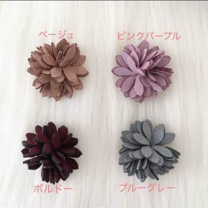フラワー ピアス スエード レザー  ハンドメイド