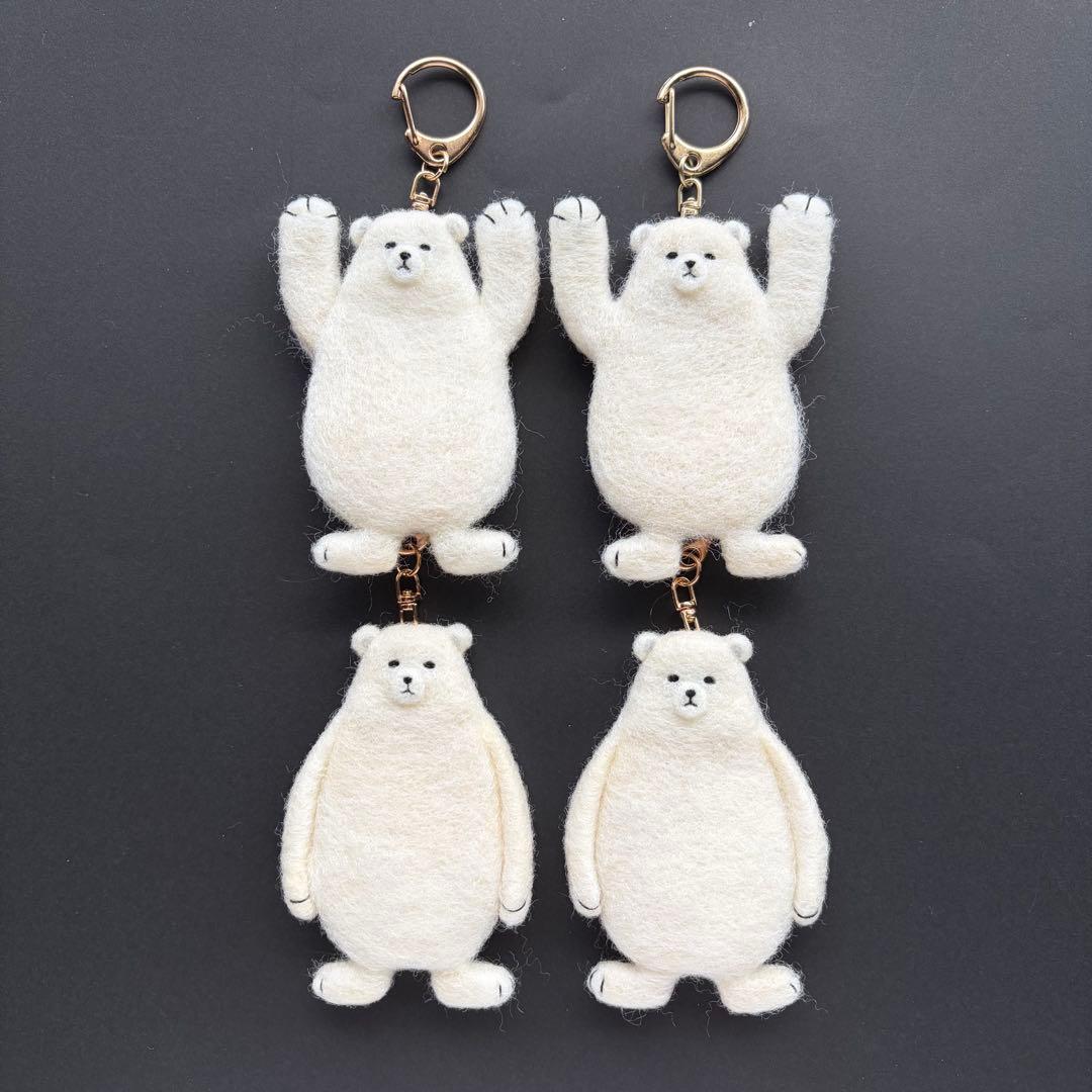 【☆Ted様☆】羊毛フェルトキーホルダー　シロクマ　ハンドメイド