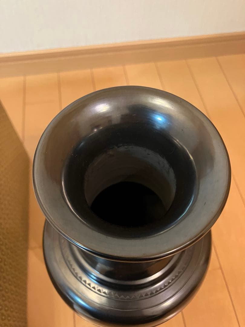 黒陶　中国　骨董品　龍花瓶