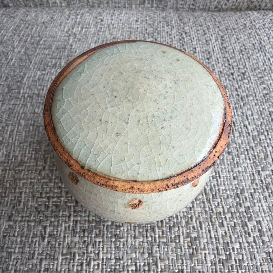 新品◆加藤祥孝さん　灰釉 ドット紋塩壺