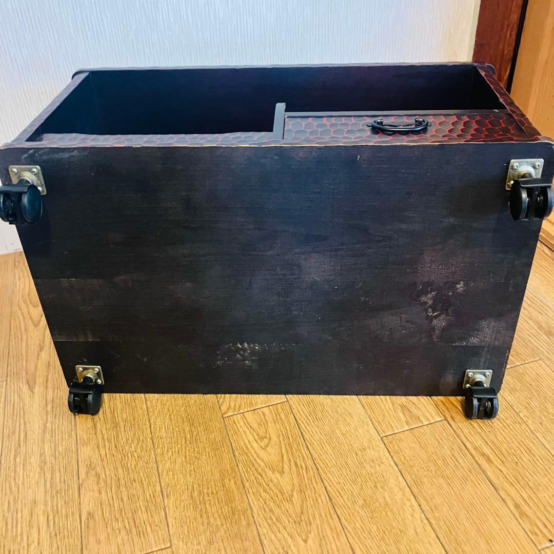 鎌倉彫 火鉢台 茶道具ワゴン 炭道具収納 昭和レトロ