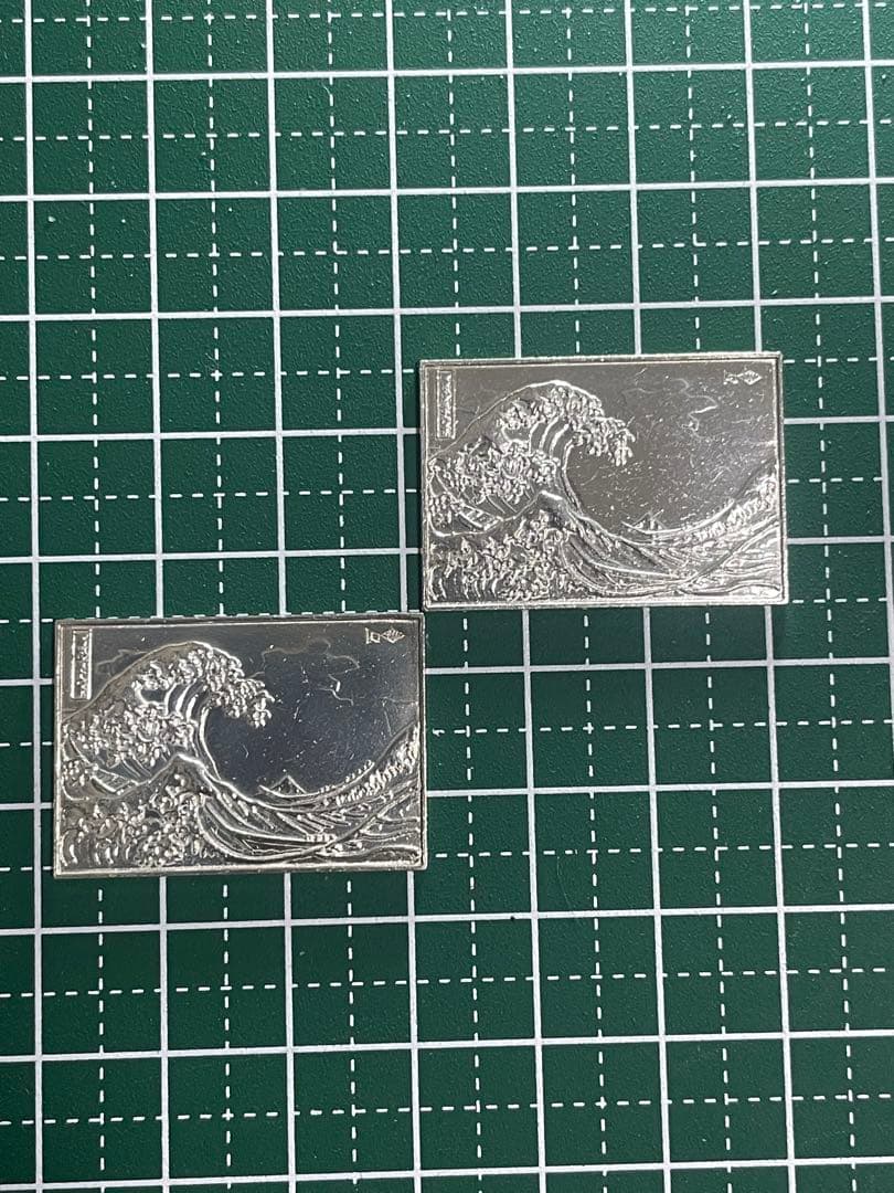 純銀レリーフ プレート ミニ 波の浮世絵10.14g♪