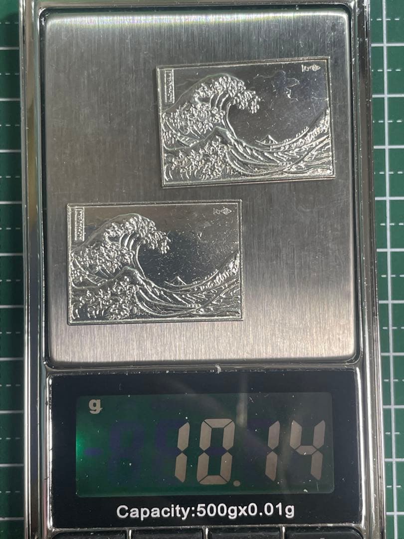 純銀レリーフ プレート ミニ 波の浮世絵10.14g♪