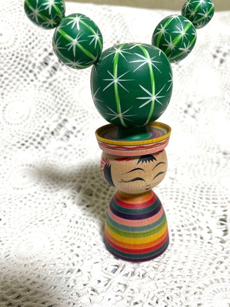 こけし　サボテン　輝幸　工人　伝統　民芸品　銘あり