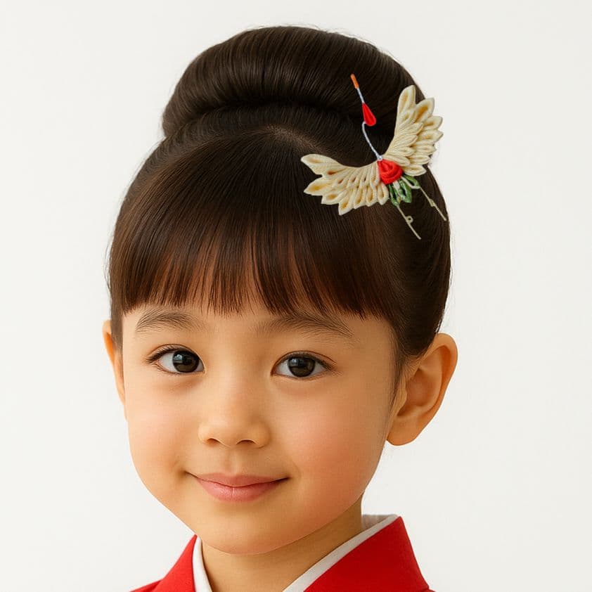 ちょい足しにも】正絹・淡金色の鶴の髪飾り7かんざし成人式卒業式和装ヘア和モダン