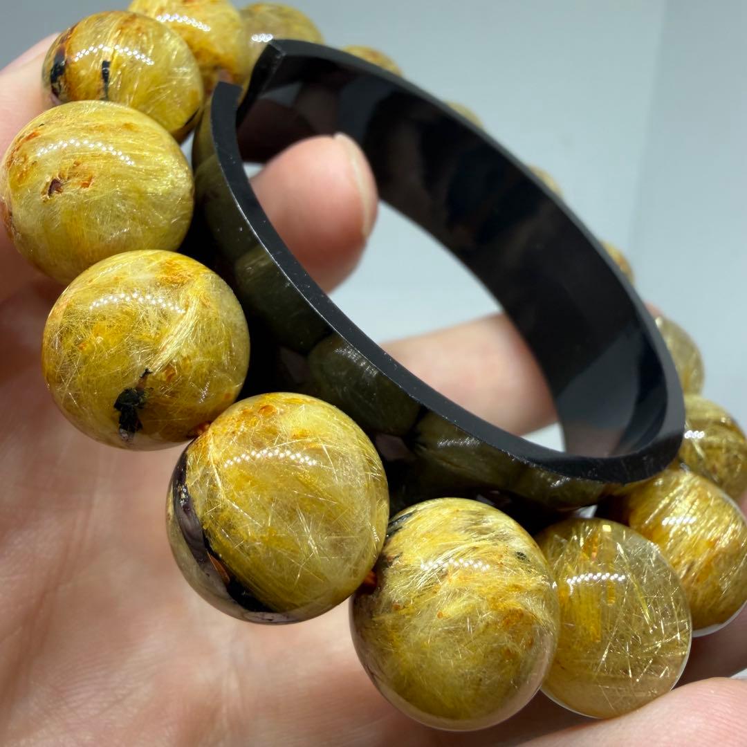 027 大玉 lud ブレスレット ゴールド タイチン ルチル クォーツ