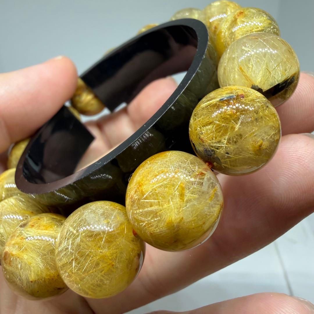 027 大玉 lud ブレスレット ゴールド タイチン ルチル クォーツ