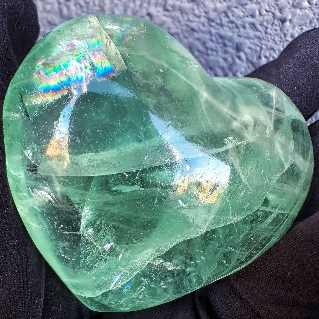 爆アレ❗️レインボー☆グリーンフローライト♡ハート♡ 蛍石パワーストーンA1318