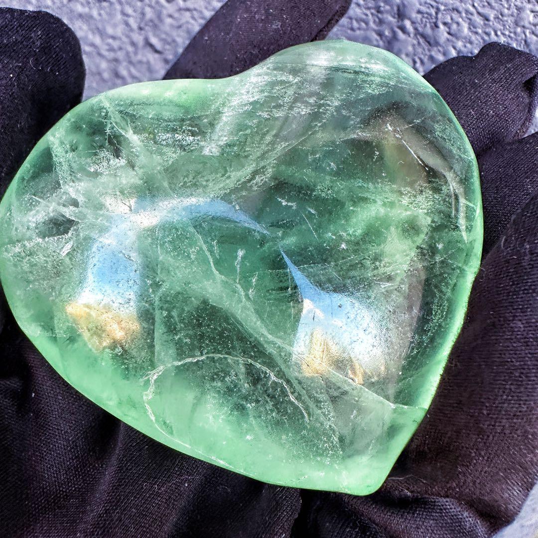 爆アレ❗️レインボー☆グリーンフローライト♡ハート♡ 蛍石パワーストーンA1318