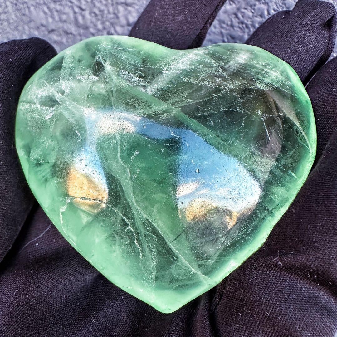 爆アレ❗️レインボー☆グリーンフローライト♡ハート♡ 蛍石パワーストーンA1318